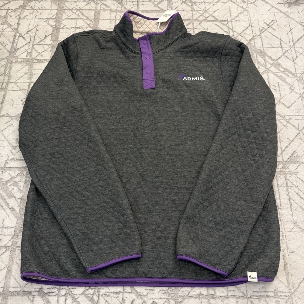MARINE LAYER Men's Reversible Quilted Corbet Pullover Size XL Gray Purple NWT‎
